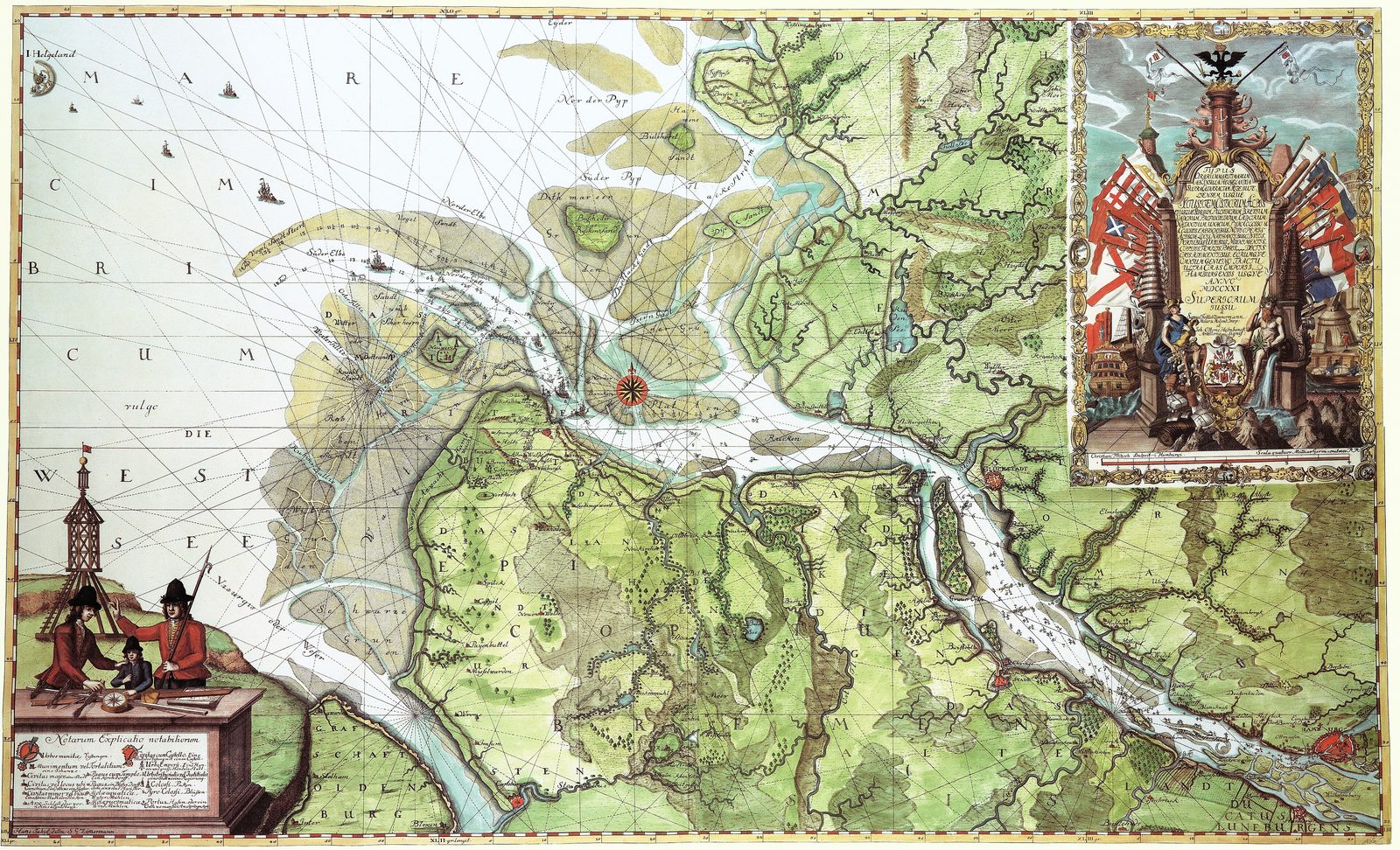 Karte der Elbmündung von 1721