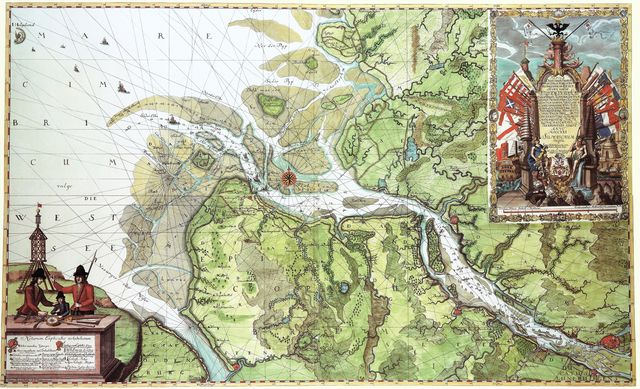 Karte der Elbmündung von 1721