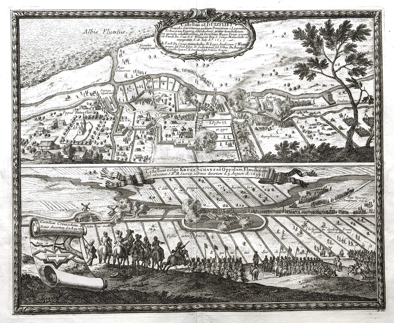 Stade und die Elbe im Zweiten Nordischen Krieg, Kupferstich 1657