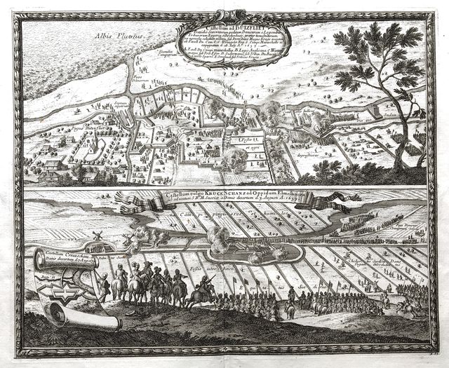 Stade und die Elbe im Zweiten Nordischen Krieg, Kupferstich 1657